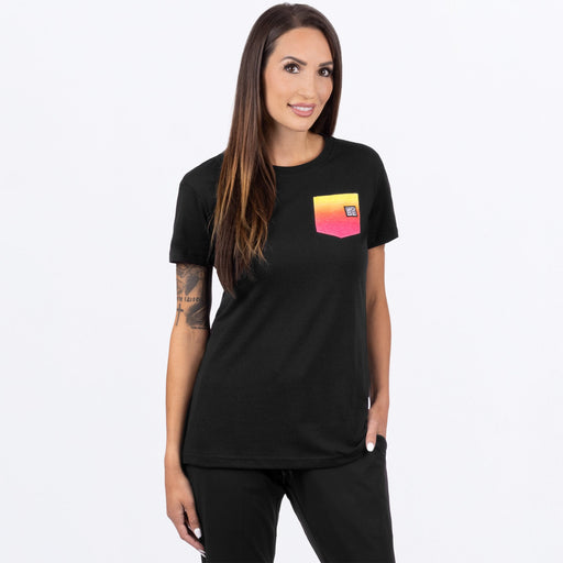 FXR Work Pocket Premium Women's T-shirt in Black/Sunrise
