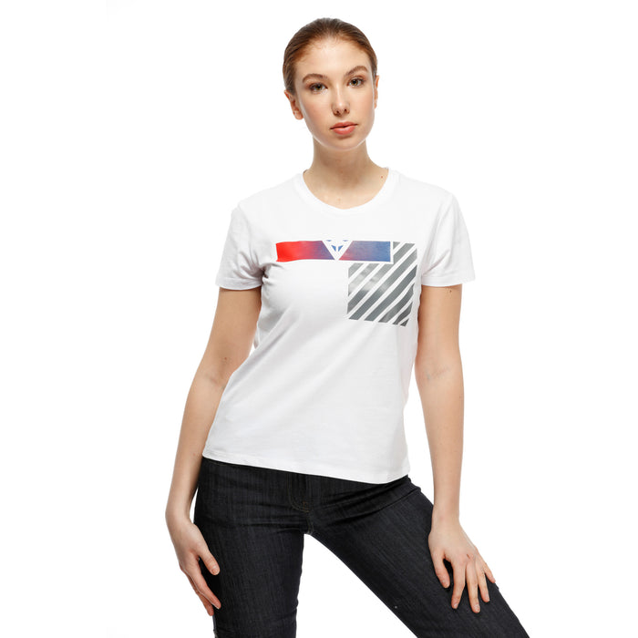 Dainese Illusion Lady T-shirt in White/Dark Grey/Red