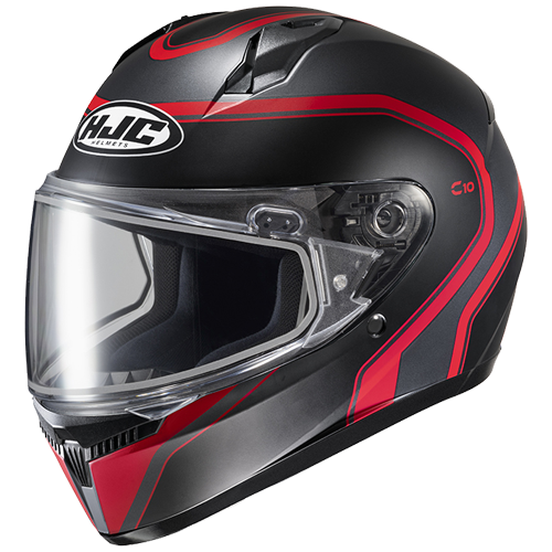 HJC C10 Elie With Dual-Lens Shield Snow Helmet in Semi-flat Black/Red