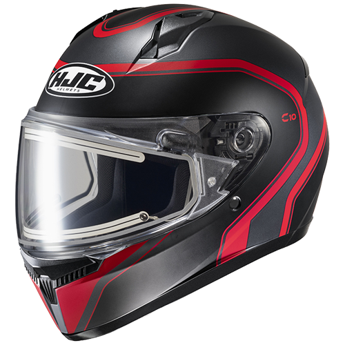 HJC C10 Elie With Dual-Lens Electric Shield Snow Helmet in Semi-flat Black/Red