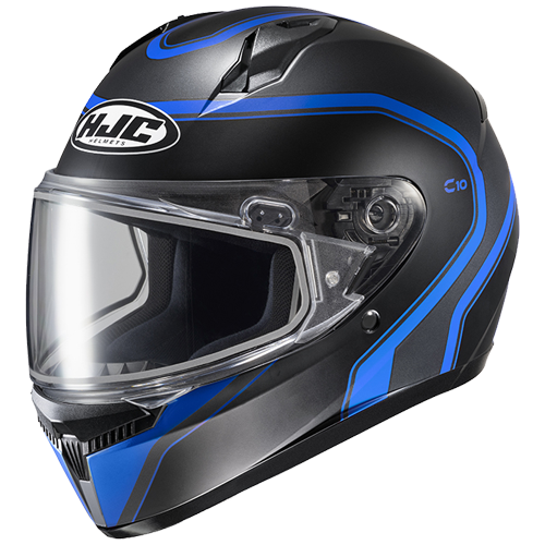 HJC C10 Elie With Dual-Lens Shield Youth Motocross Helmet in Semi-Flat Black/Blue