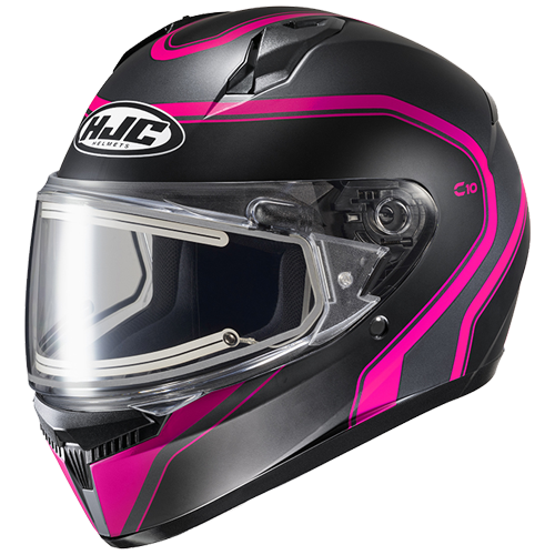 HJC C10 Elie With Dual-Lens Electric Shield Snow Helmet in Semi-flat Black/Pink