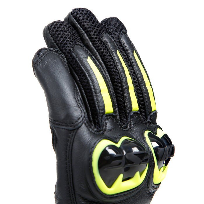 Dainese Mig 3 Unisex Leather Gloves in Black/Fluo Yellow