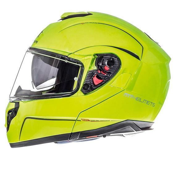 MT HELMETS ATOM SV Solid Helmets Motorcycle Helmets MT Helmets Yellow Hi-Viz XS 