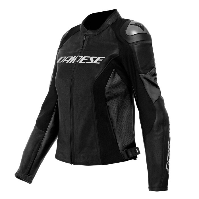Dainese Racing 4 Lady Perforated Leather Jacket in Black/Black