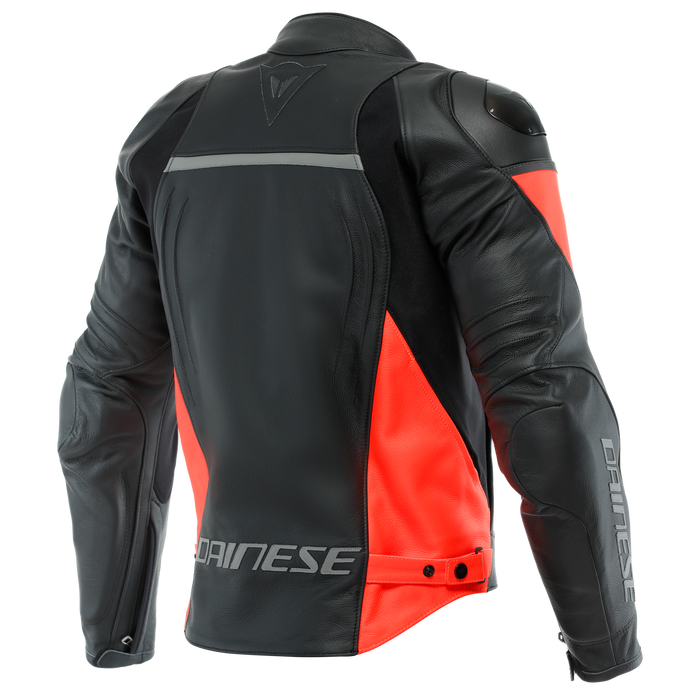 Dainese Racing 4 Leather Jacket in Black/Fluo Red