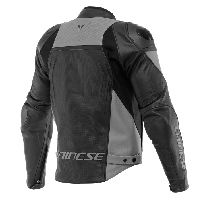 Dainese Racing 4 Leather Perforated Jacket in Black/Charcoal