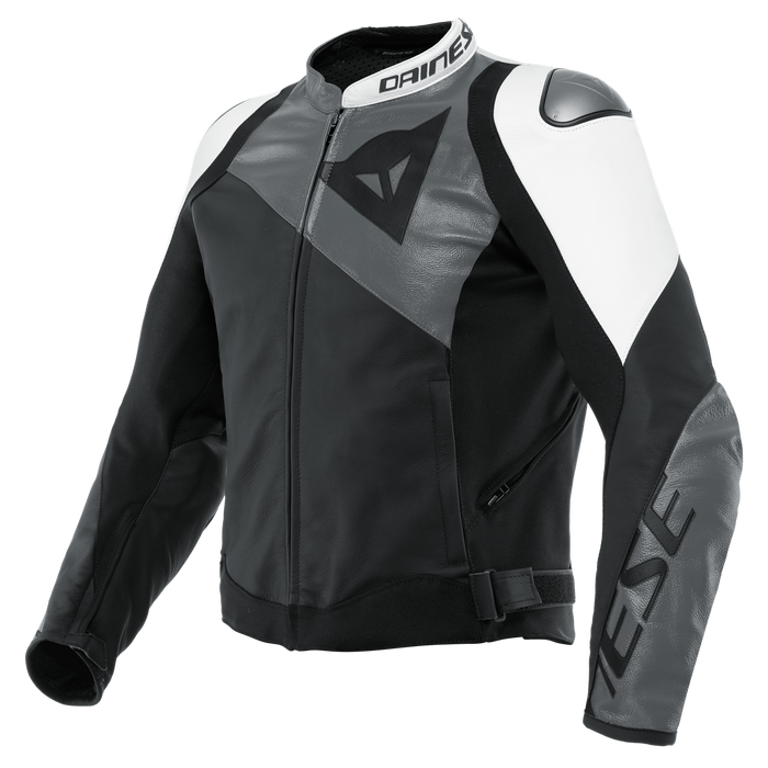 Dainese Sportiva Leather Jacket in Matte Black/Anthracite/White