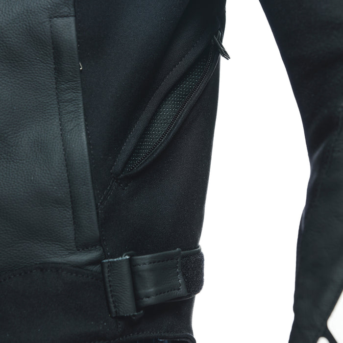 Dainese Sportiva Leather Jacket in Matte Black/Matte Black/White