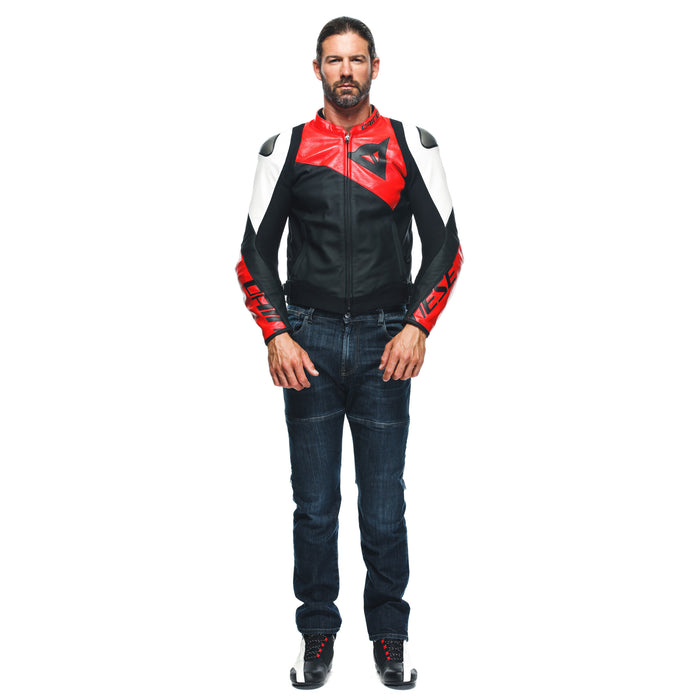 Dainese Sportiva Leather Jacket in Matte Black/Red/White