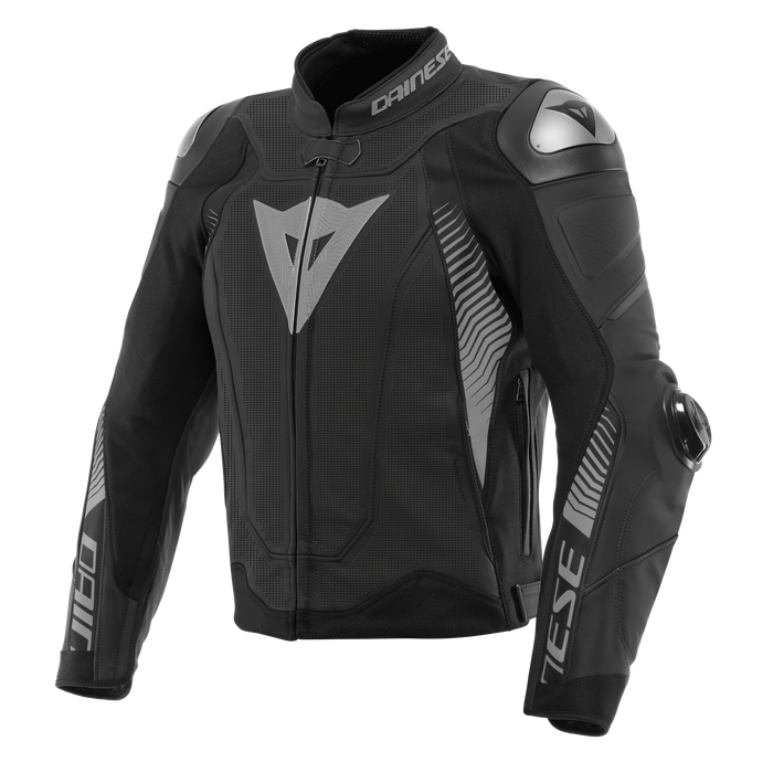 Dainese Super Speed 4 Leather Perforated Jacket inMatte Black/Charcoal