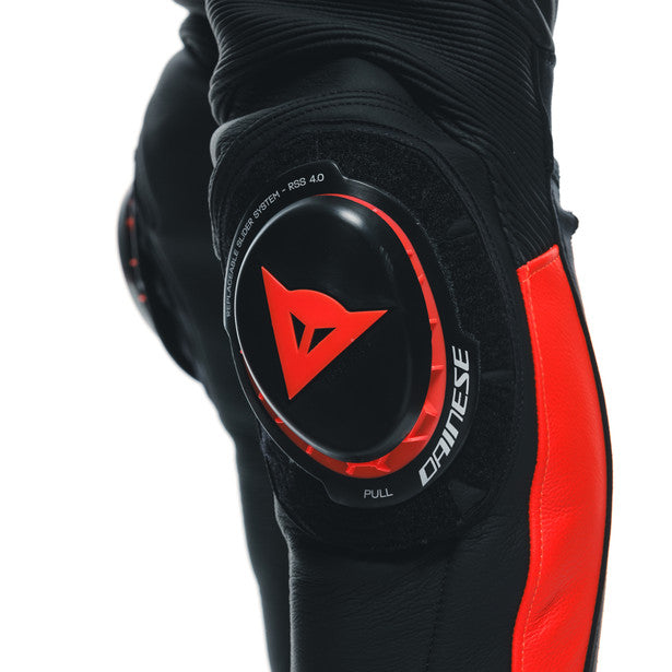Dainese Super Speed Leather Pants in Black/Red-Fluo