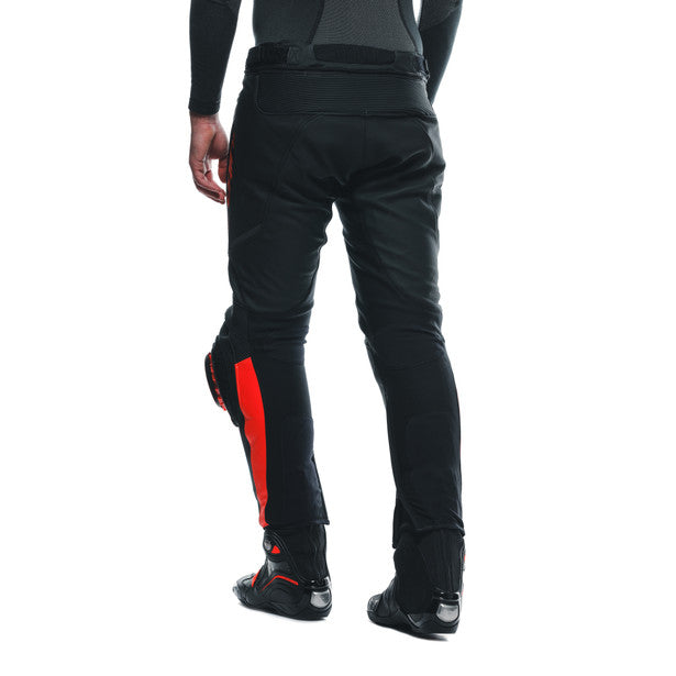 Dainese Super Speed Leather Pants in Black/Red-Fluo