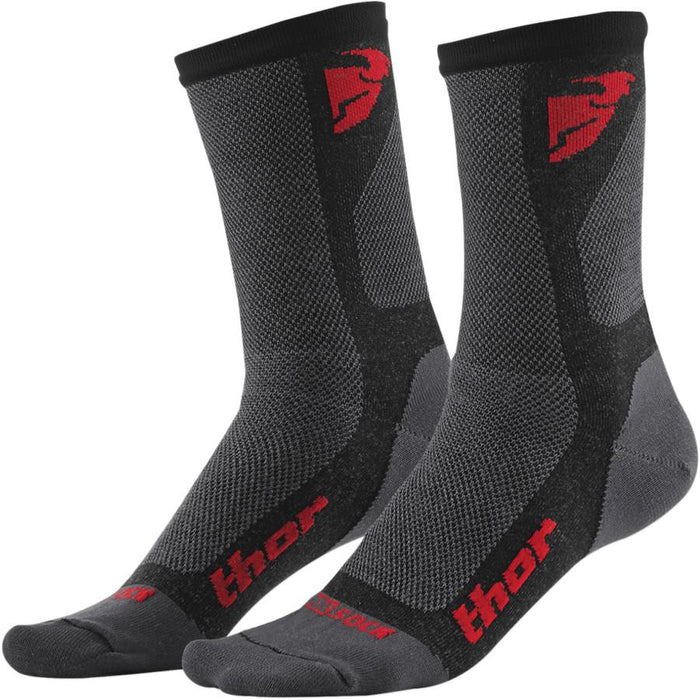 Thor Dual Sport Socks Men's Base Layers Thor Charcoal/Red 09-Jun 