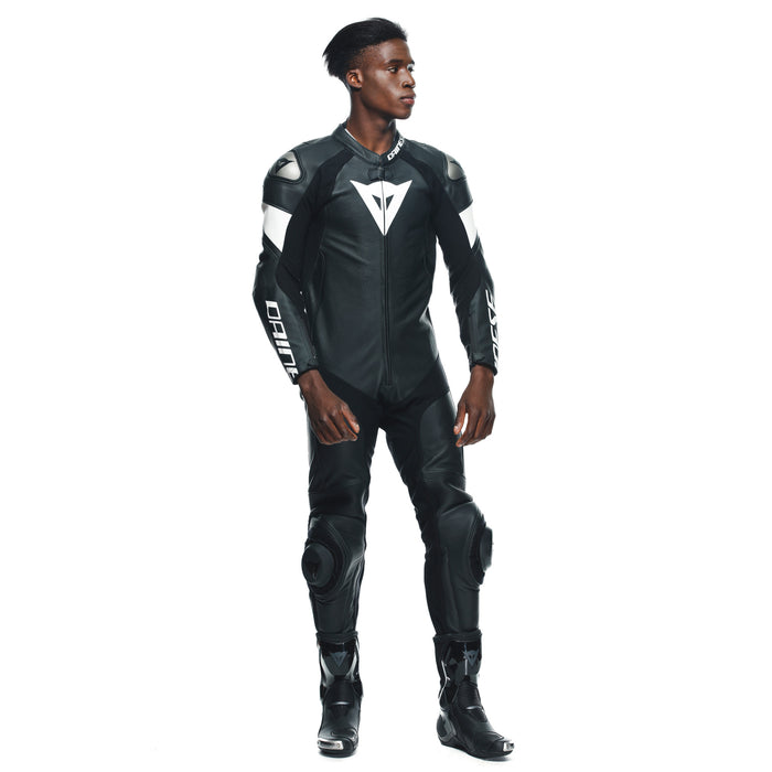 Dainese Tosa Leather One Piece Perforated Suit in Black/Black/White